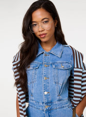 Short Sleeve Denim Jumpsuit
