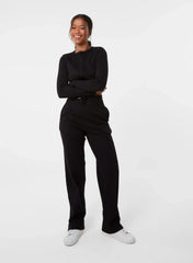 Wide Leg Ribbed Trousers