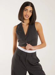 Pinstripe Cropped Waistcoat