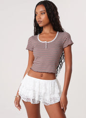 Cap Sleeve Lace Trim Top