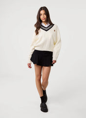 V Neck Cable Knit Teddy Jumper