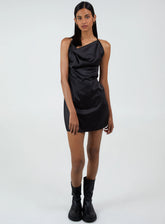 Satin Cowl Neck Mini Dress