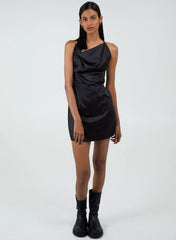Satin Cowl Neck Mini Dress