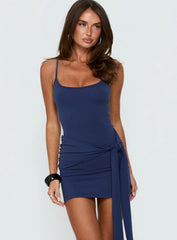 Daily Define Tie Waist Mini Dress Navy