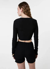 Low Rise Textured Gold Ring Mini Shorts