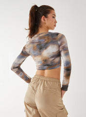 Galaxy Print Long Sleeve Top