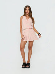 Joelie Halter Draped Mini Dress Pink / Grey Stripe