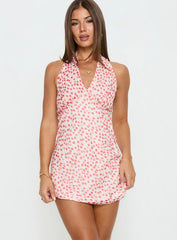 Sweet Summers Halter Mini Dress Red Multi