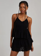 Shirred Broderie Crop Top