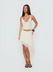 Gemmina Halter Sequin Top Cream