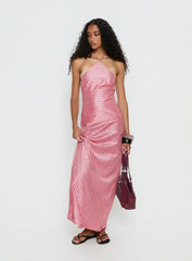 Bellamissimo Halter Maxi Dress Pink Stripe