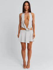 ESTHAE MINI DRESS GREY STRIPE