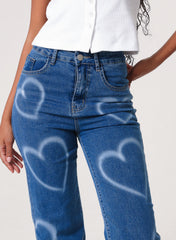Spray Heart Detail Jeans