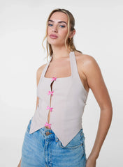 Halter Neck Top With Bows