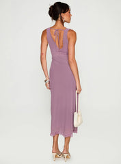 Between The Lines Lace Trim Maxi Dress Purple