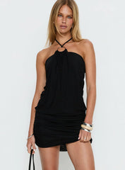 Hedlea Draped Ring Detail Mini Dress Black