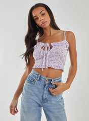 Ditsy Floral Cut Out Strappy Crop Top
