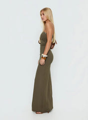 Erita Strapless Maxi Dress Kahki