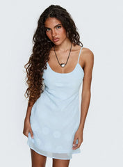 Lissie Scoop Mini Dress Blue Polka Dot