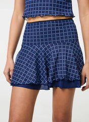 Check Ruffle Mini Skirt