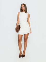 Falling Stars Ruched Mini dress Cream