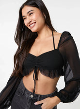 Long Sleeve Halterneck Crop Top