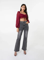 Long Sleeve Halterneck Crop Top