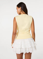 Stone Buckle Cross Over Slinky Top