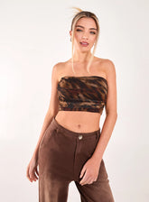 Mesh Animal Print Bandeau Top