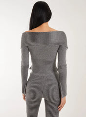 Washed Rib Fold-Over Cardigan