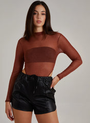 Glitter Long Sleeve Mesh Bodysuit