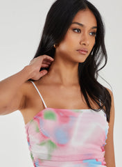 Graphic Smudge Print Strappy Bodysuit