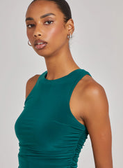 Halter Neck Ruched Slinky Mini Dress