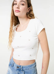 Embellished Wash Rib Top