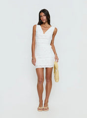 Brigetta Cowl Neck Mini Dress White