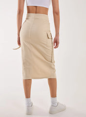 Utility Pocket Detail Midi Skirt