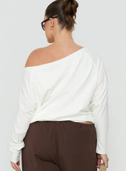 Icon Baby Off Shoulder Long Sleeve Top White Curve