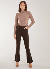Soft Knit Wide Rib Roll Neck Top