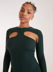 Popcorn Scoop Racer Long Sleeve Mini Dress