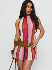 Veloria Halter Mini Dress Pink Stripe