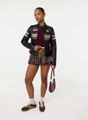 Printed Lace Micro Ruffle Shorts