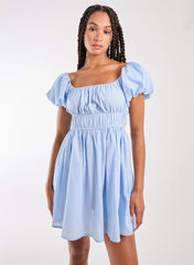 Puff Sleeve Mini Dress with Shorts