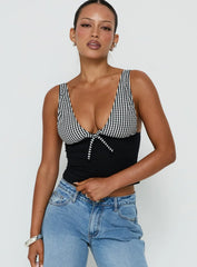 Kary Top Black Gingham