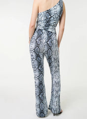 Snake Print Flare Trousers