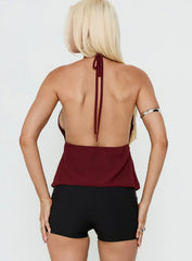 Tekapo Studded V-Neck Top Burgundy