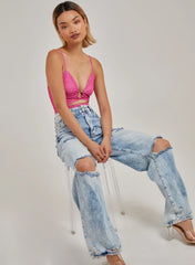 Printed Ring Detail Cut Out Bodysuit