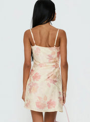 Mienna Cowl Neck Mini Dress Yellow / Pink Floral