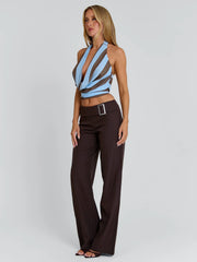 ELYSA PANT BROWN PINSTRIPE