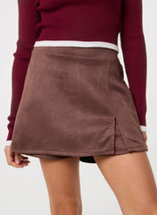 Suede Skort Slit Skirt