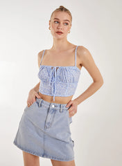 Floral Tie Front Cami Cropped Top